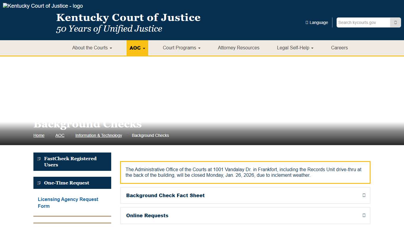 Background Checks - Kentucky Court of Justice